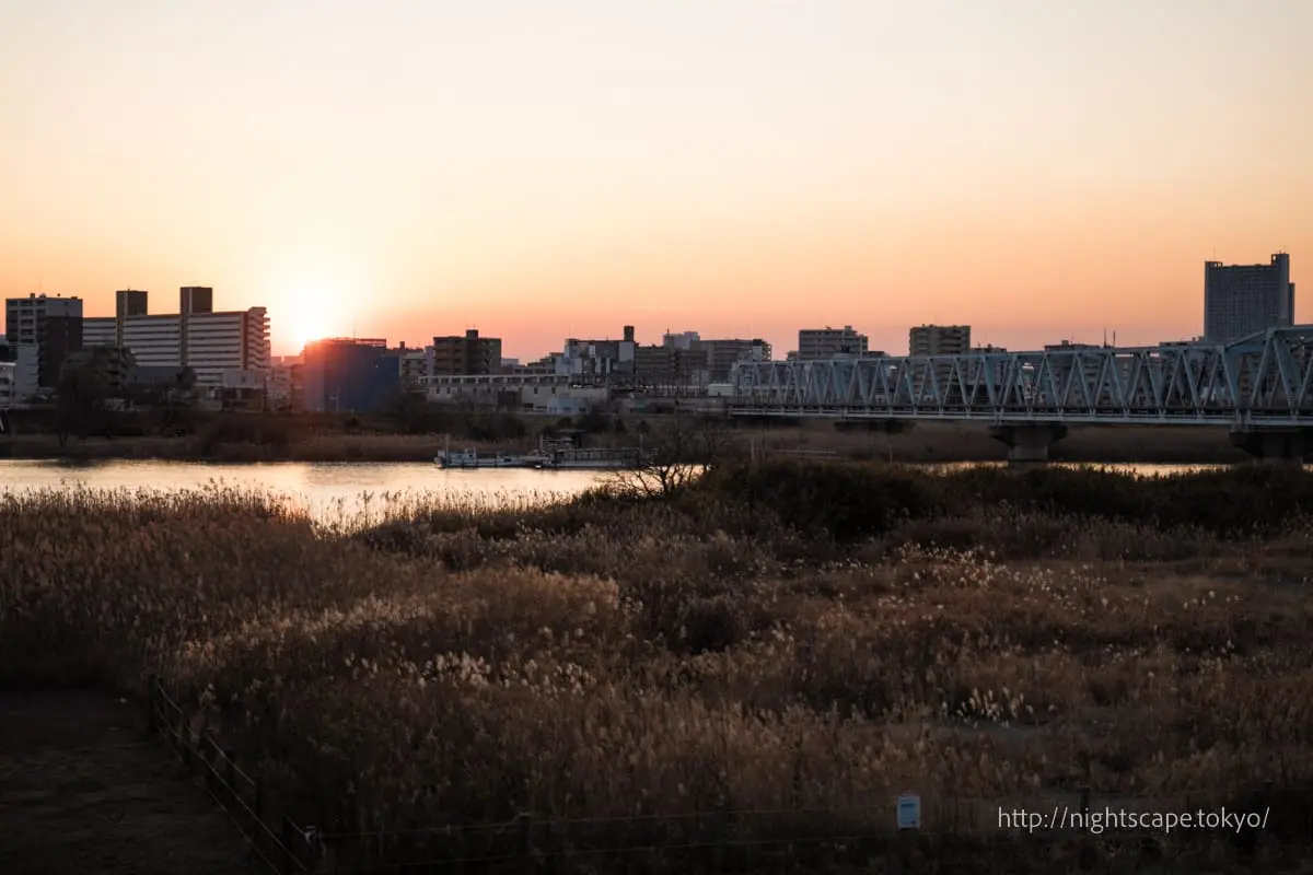 Atmosphere of Arakawa riverbank (Kinegawa Bridge baseball field)