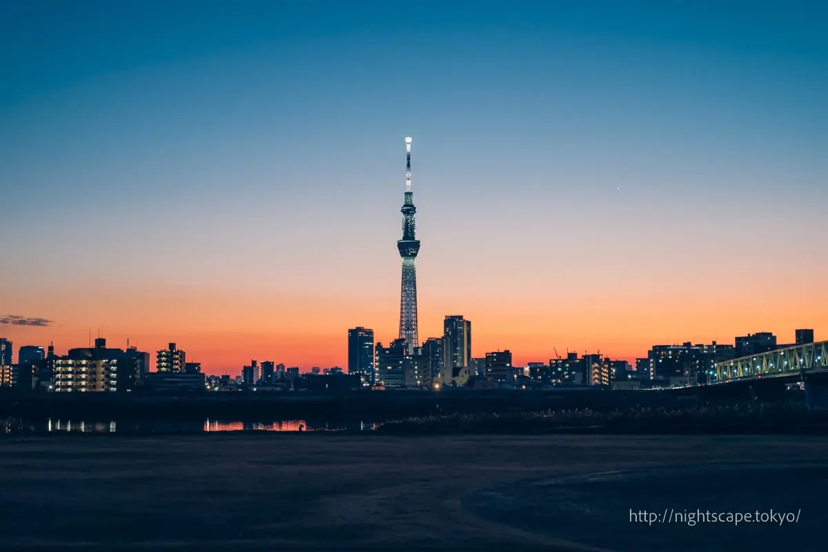 Tokyo Skytree illuminated at night