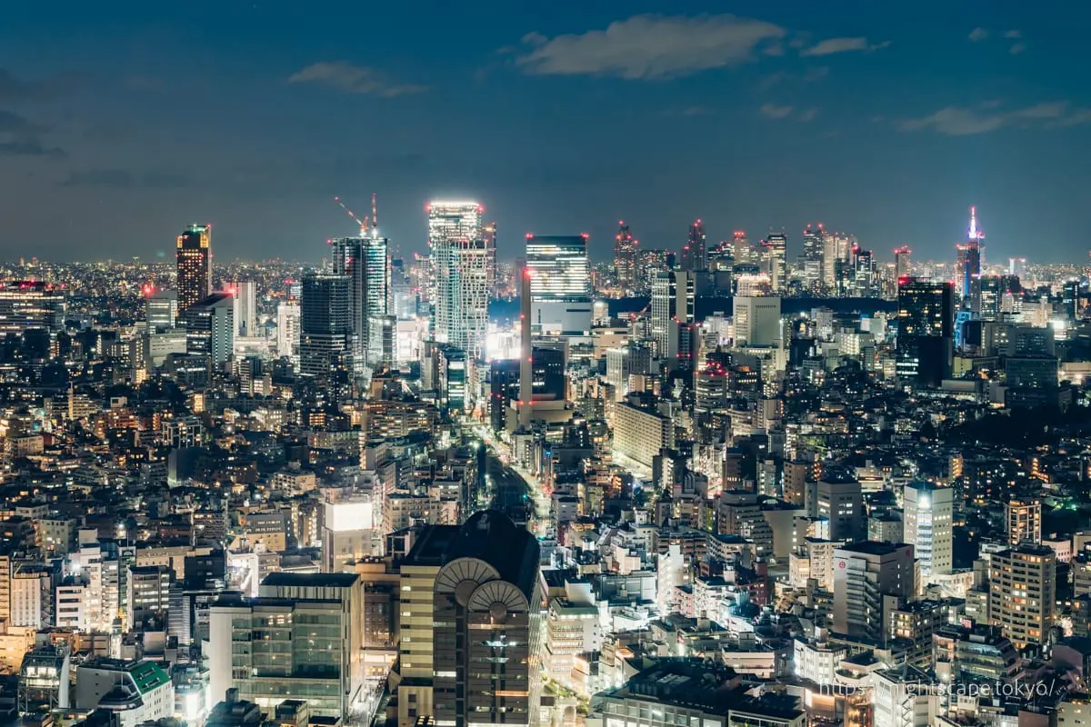 從空中酒廊眺望澀谷方面的夜景