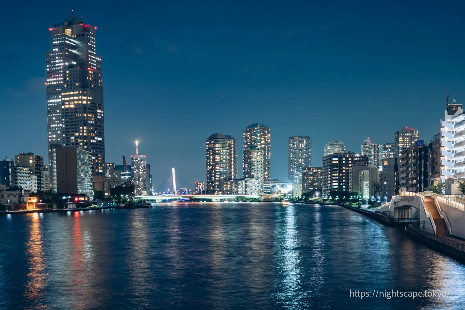 Night view from Kachidoki Bridge (east side)