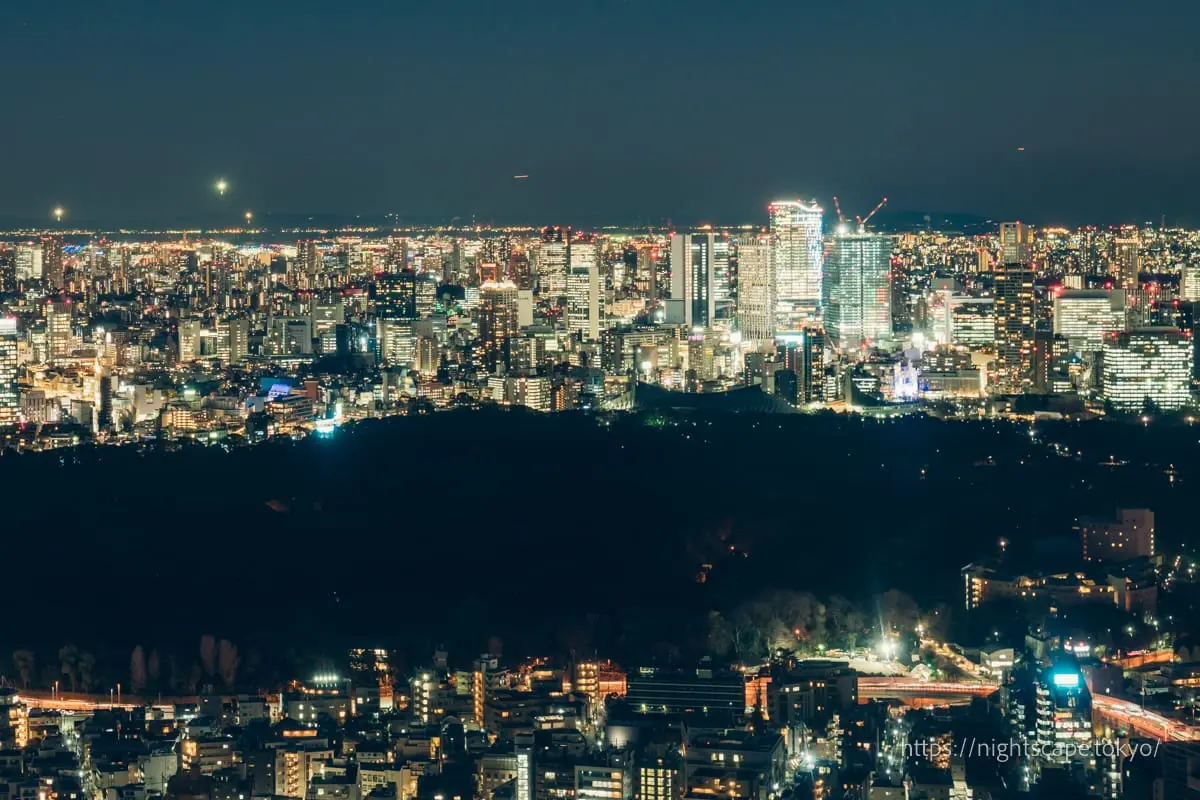 시부야 방면 고층빌딩군과 요요기공원