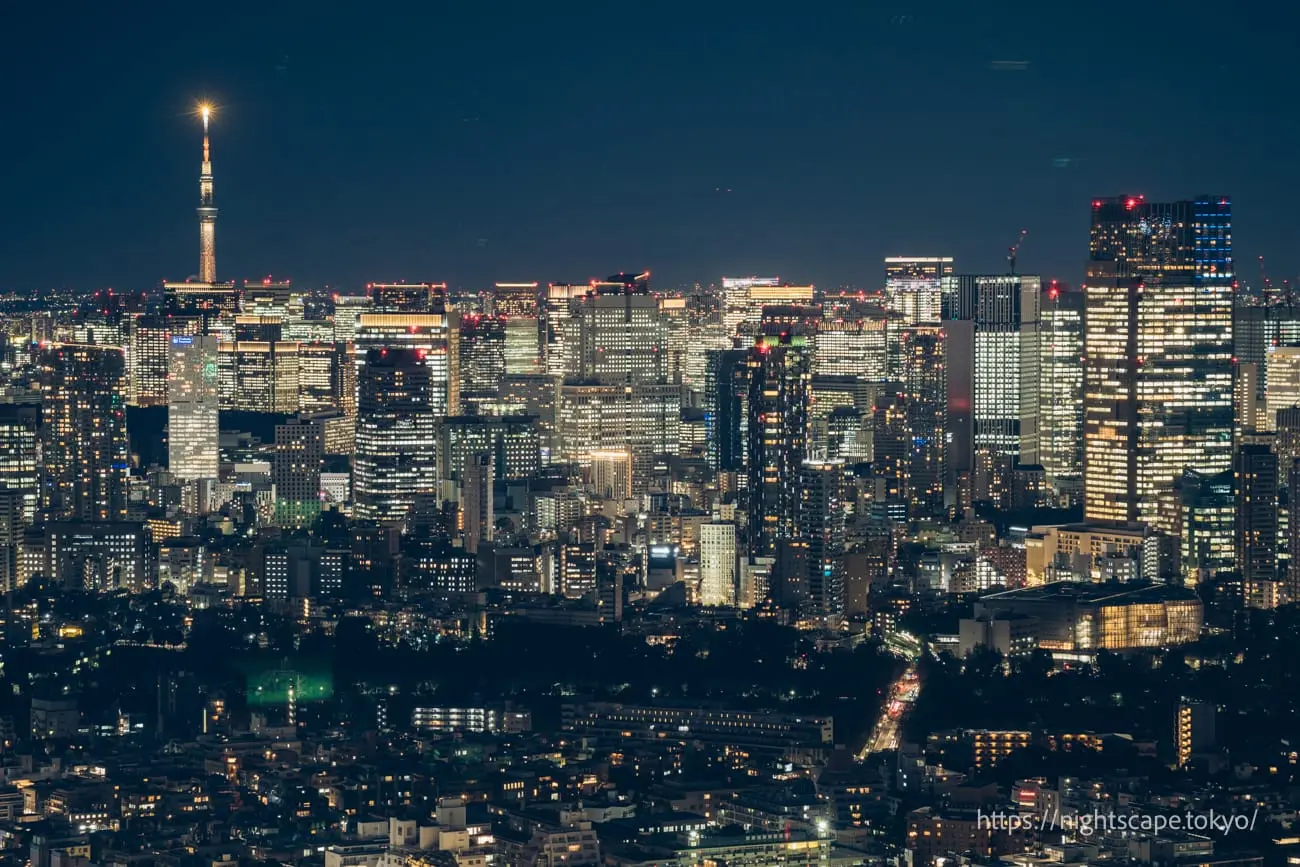 Marunouchi and Kasumigaseki high-rise buildings with Tokyo Skytree