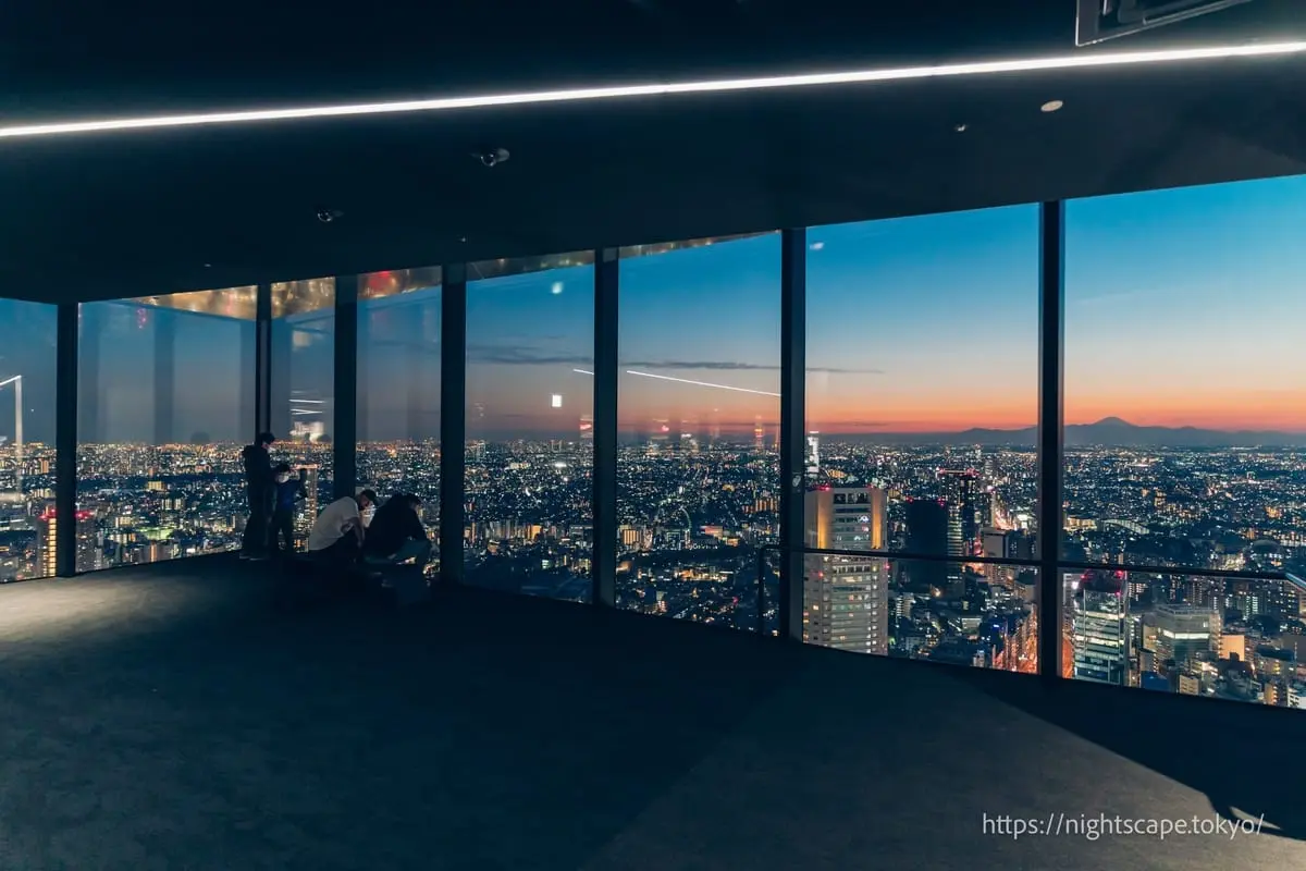 Evening atmosphere at Shibuya Sky 46F
