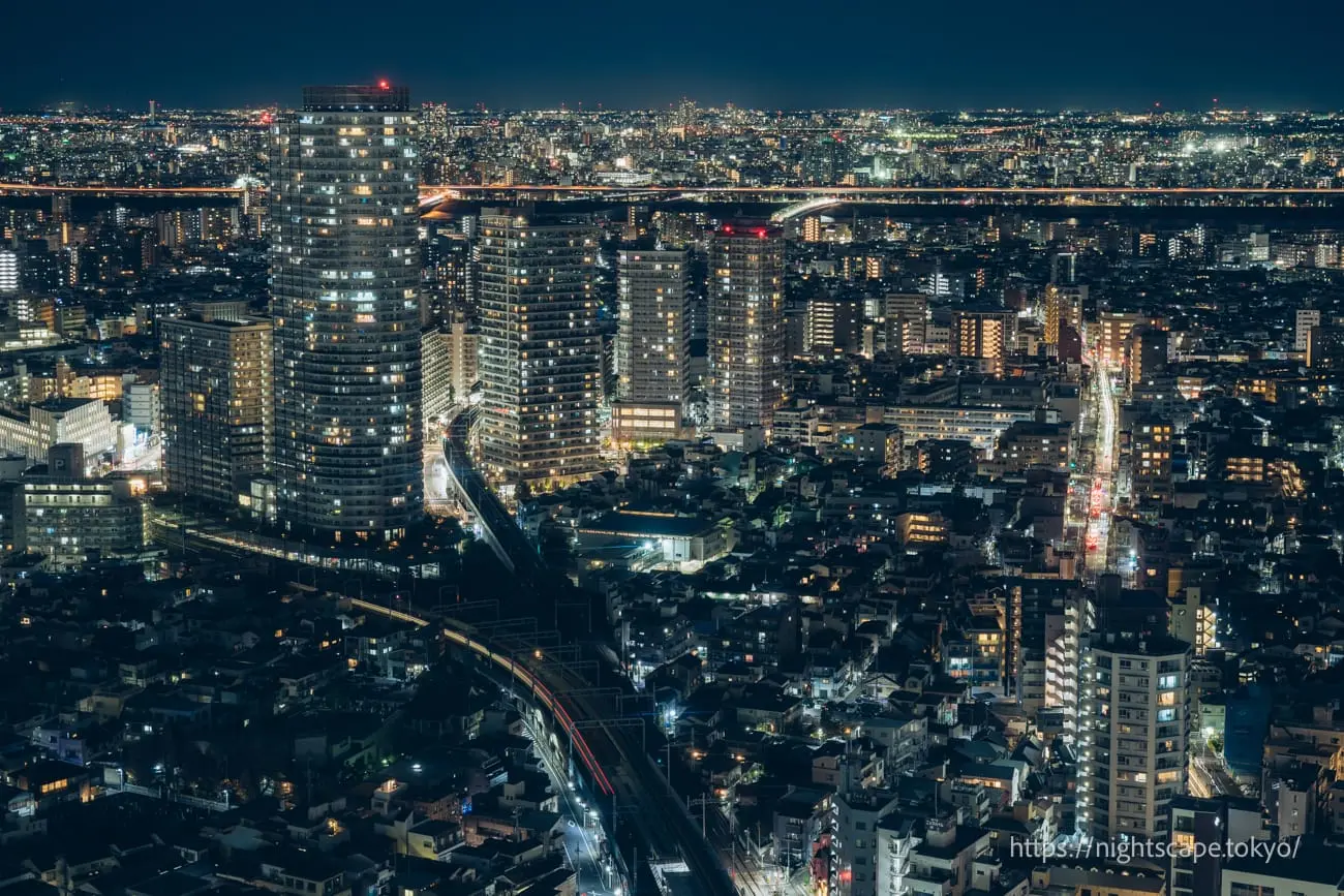 Night view around Hikifune Station