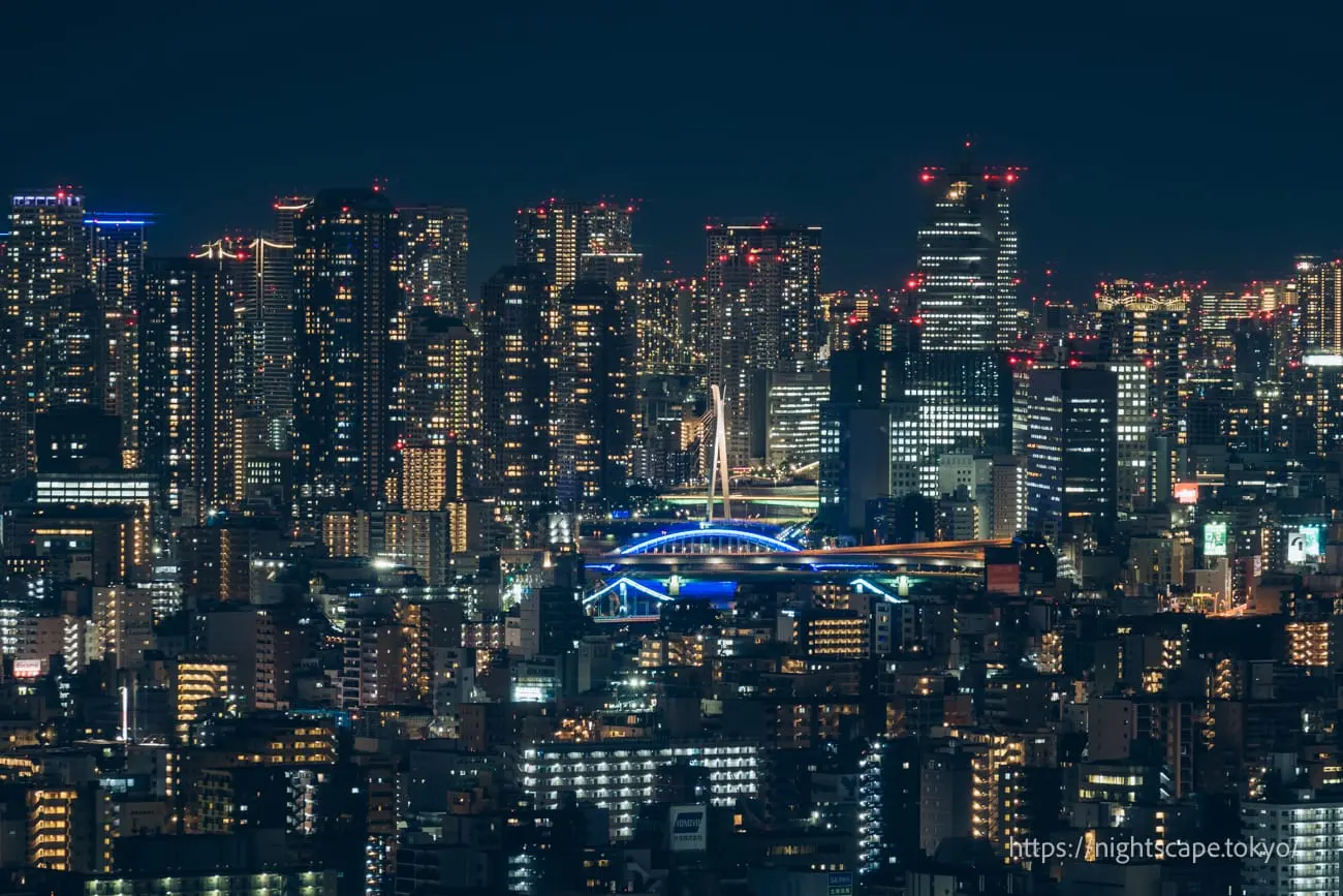 Night view of Eitai Bridge and Chuo Ward area with illumination