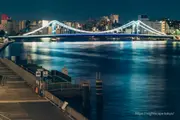 Illuminated Kiyosu Bridge viewed from Sumidagawa Bridge
