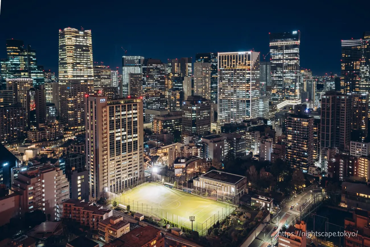 Shiba Water Supply Park and Toranomon area night view