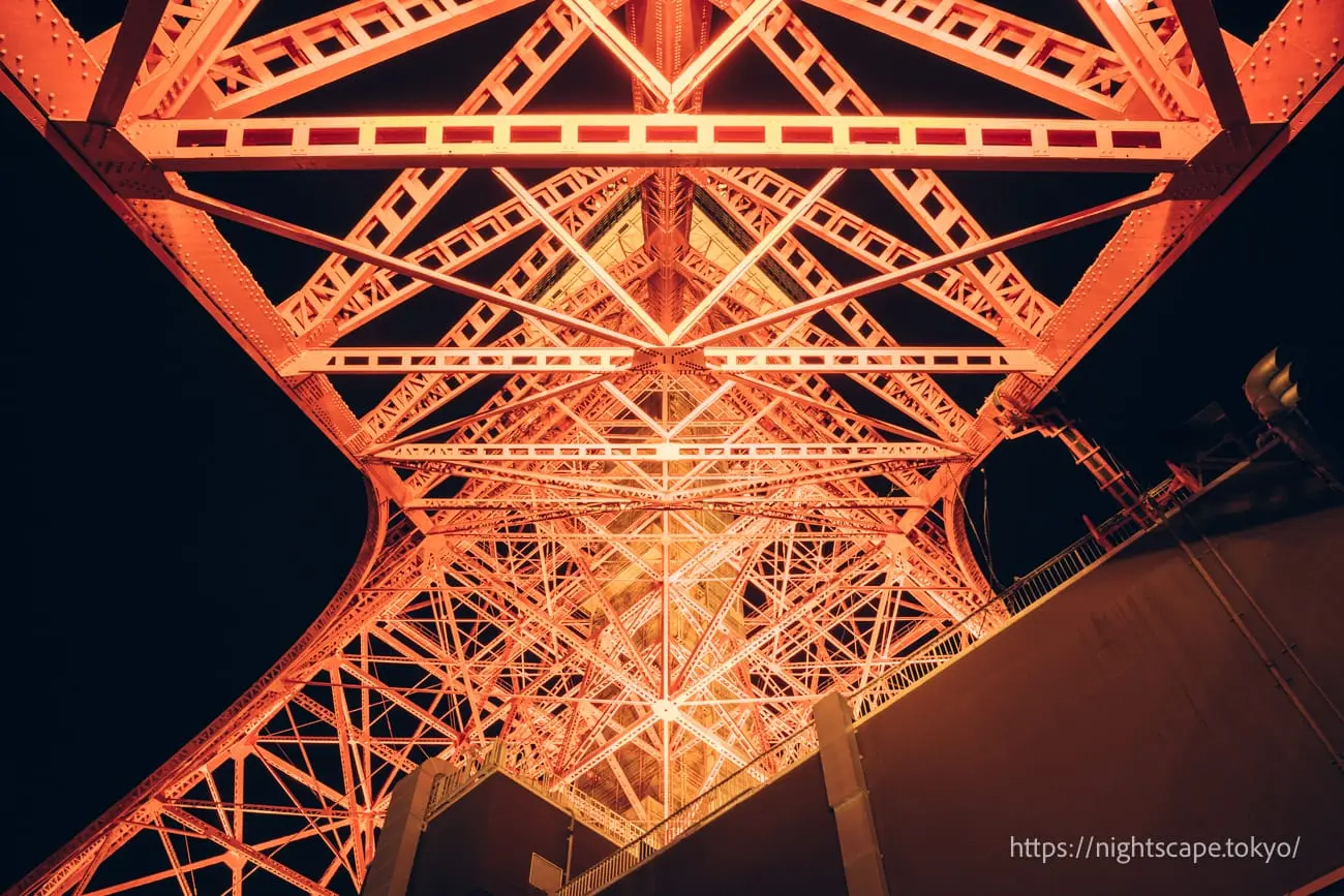Tokyo Tower viewed from directly below