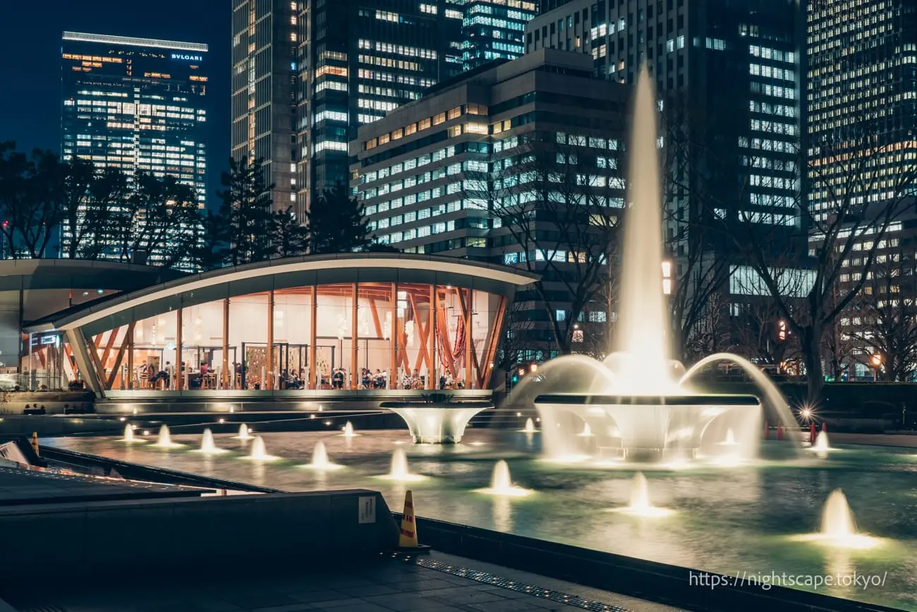 Wadakura Fountain Park night view