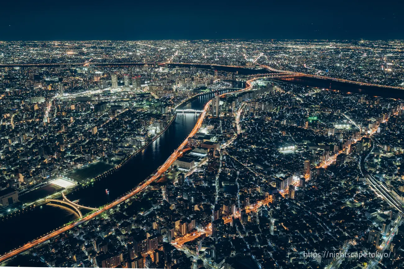 Night view around Sumida River