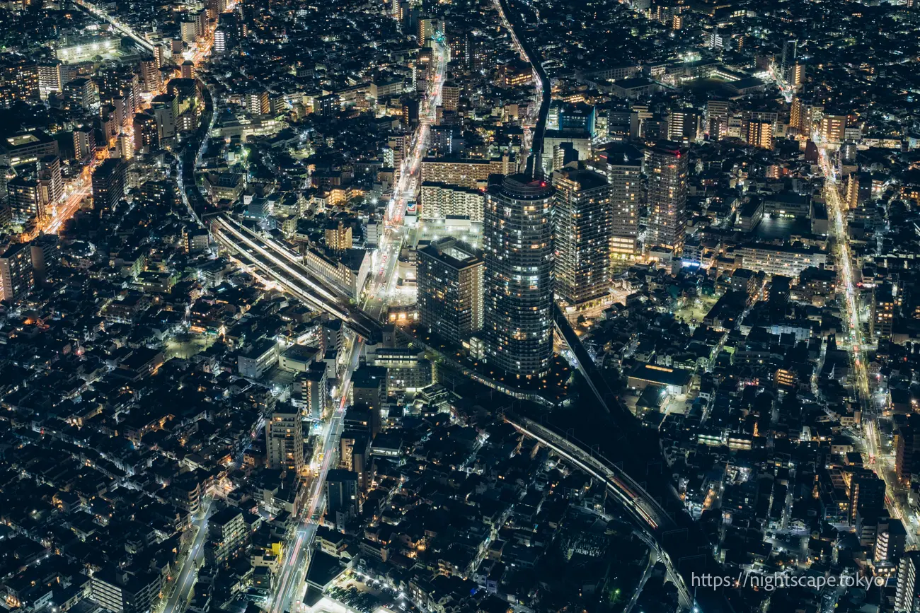 Night view around Tobu Railway Hikifune Station