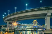 Rainbow Bridge illuminated with special lighting