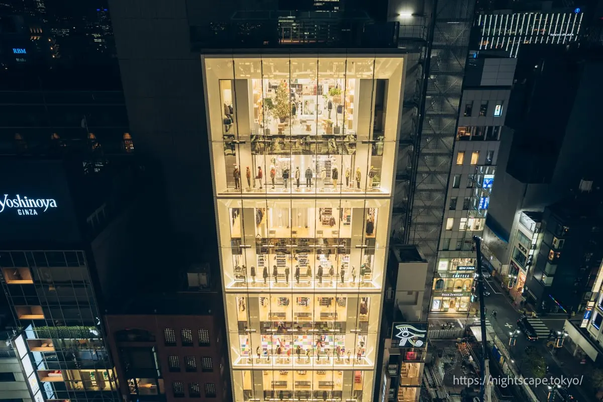 從銀座六本木眺望優衣庫銀座店