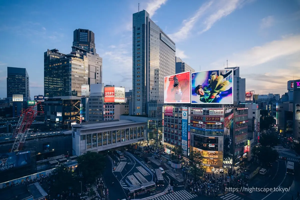 黃昏時分的澀谷街景