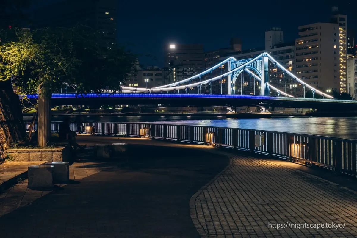 Kiyosu Bridge illuminated in pink