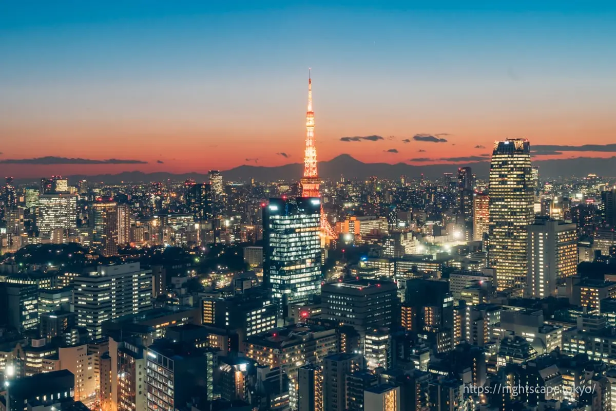 東京公園飯店客房的夜景