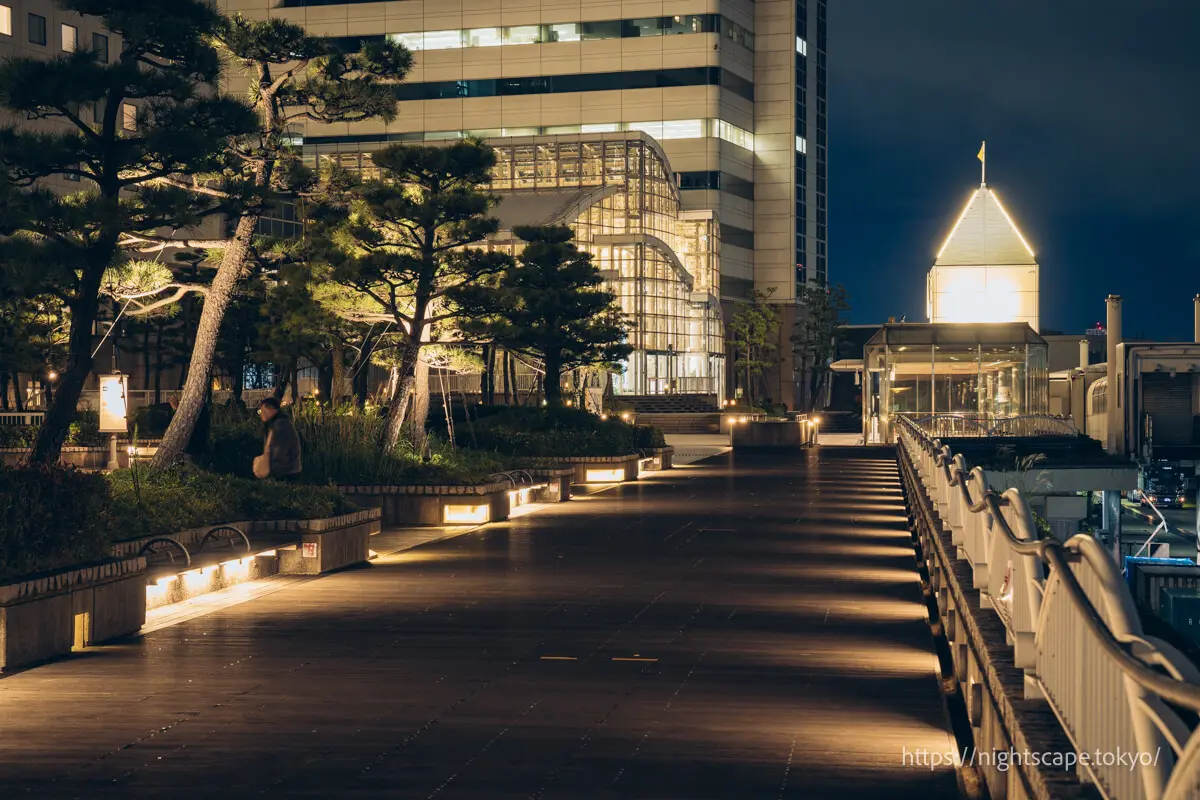 Atmospheric walkway with footlights