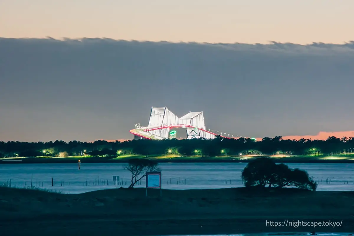 Tokyo Gate Bridge illuminated at night