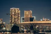 Rainbow Bridge Loop Bridge and Minato Ward area night view