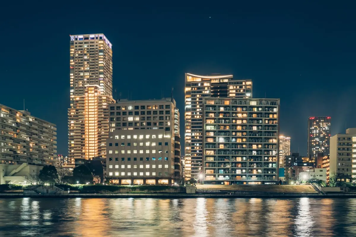 High-rise buildings visible across the river