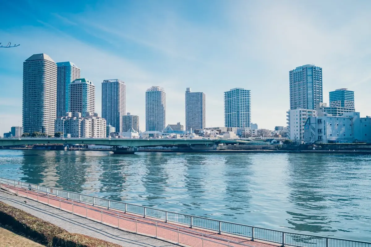 View from Akashicho Riverside Park