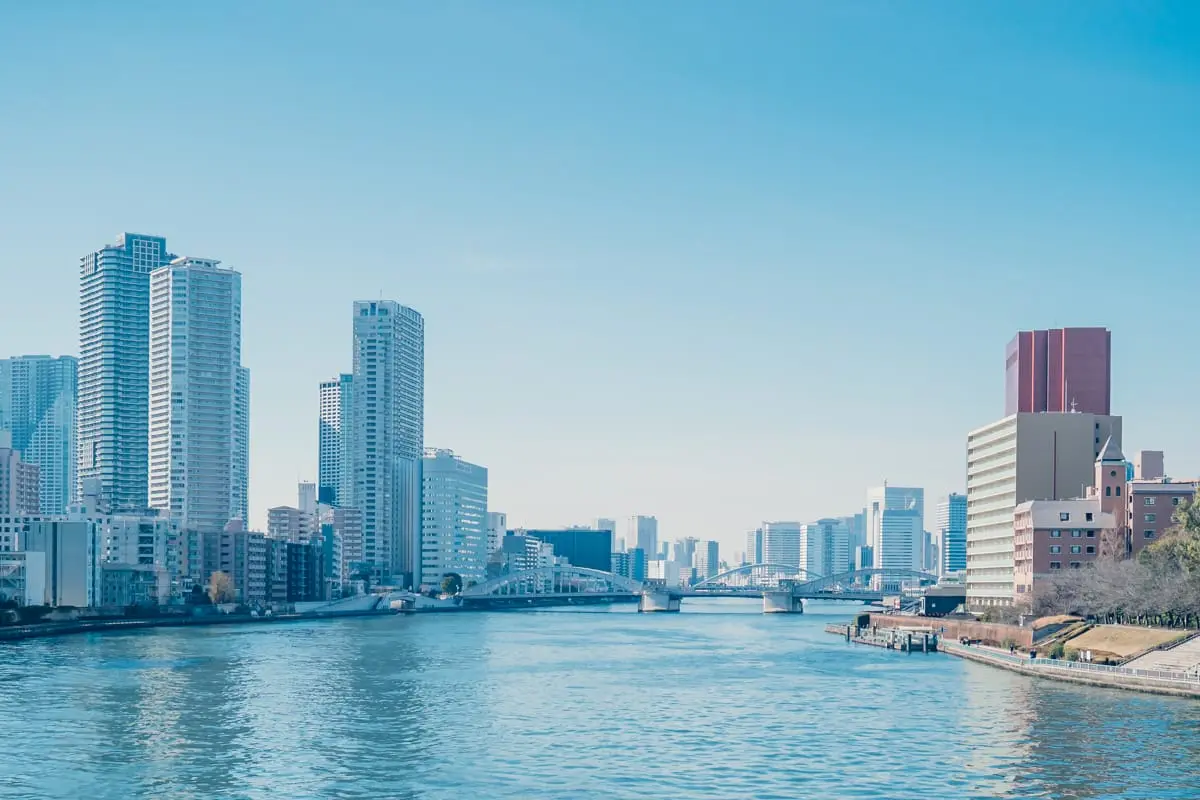 Atmosphere of Akashicho Riverside Park (day)