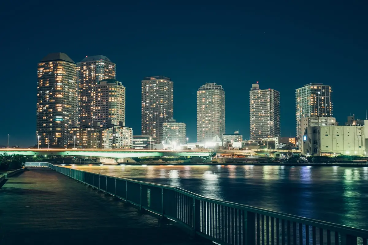 Night view from Akashicho Riverside Park (towards Tsukuda Bridge)