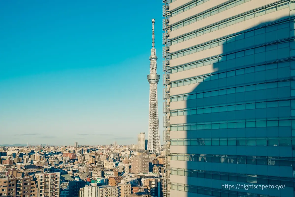 Tokyo Skytree viewed from APA Hotel Ryogoku Eki Tower guest room