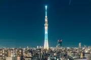 Tokyo Skytree view from Arcakit Kinshicho rooftop observation floor