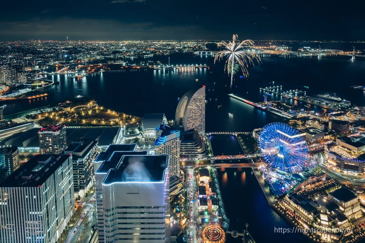 Viewing fireworks over Yokohama Port