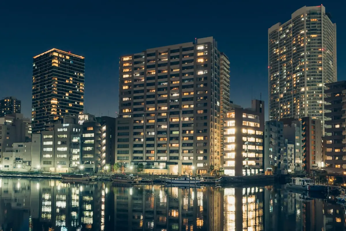 Shibaura Canal and high-rise buildings