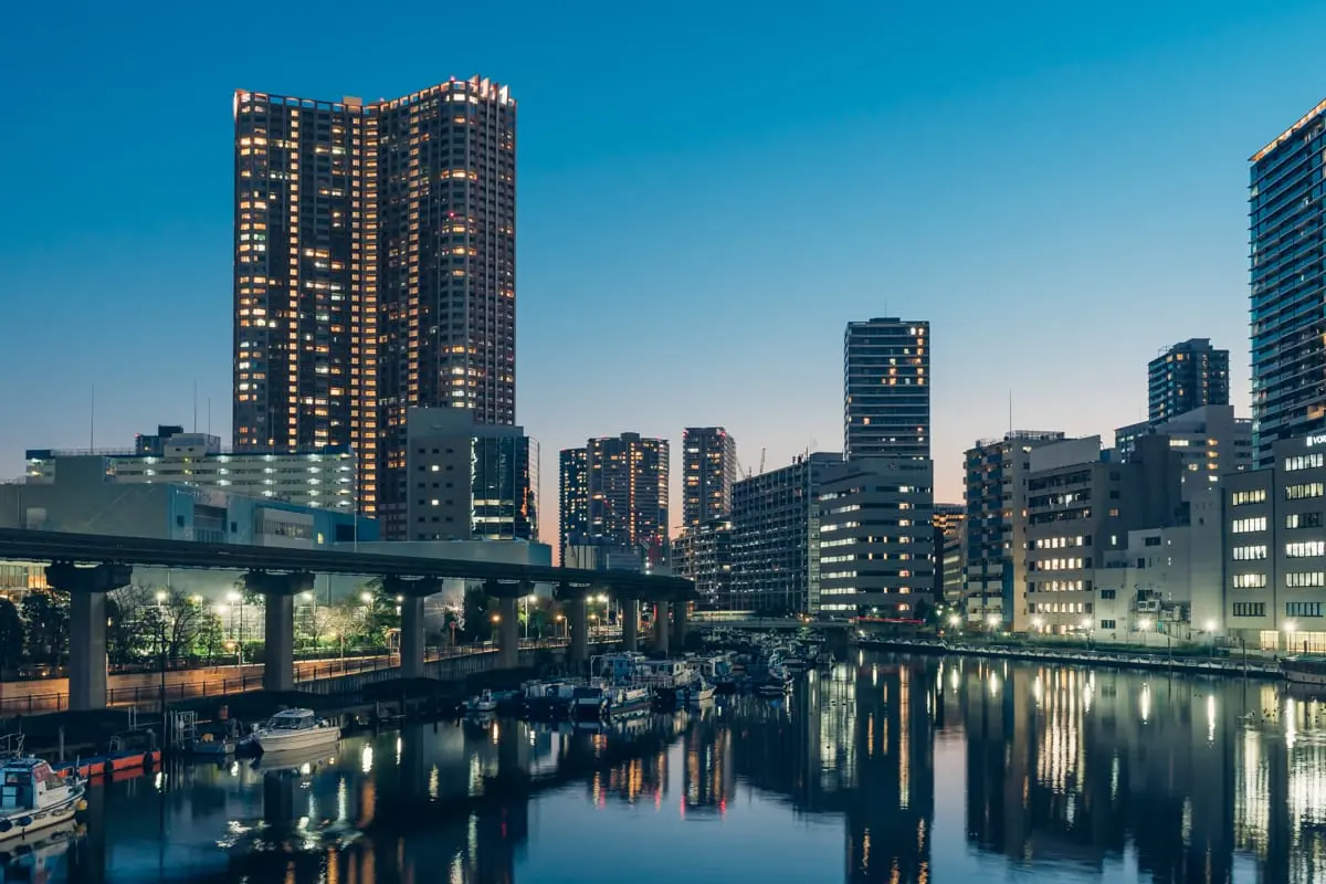 Shibaura Canal and high-rise buildings