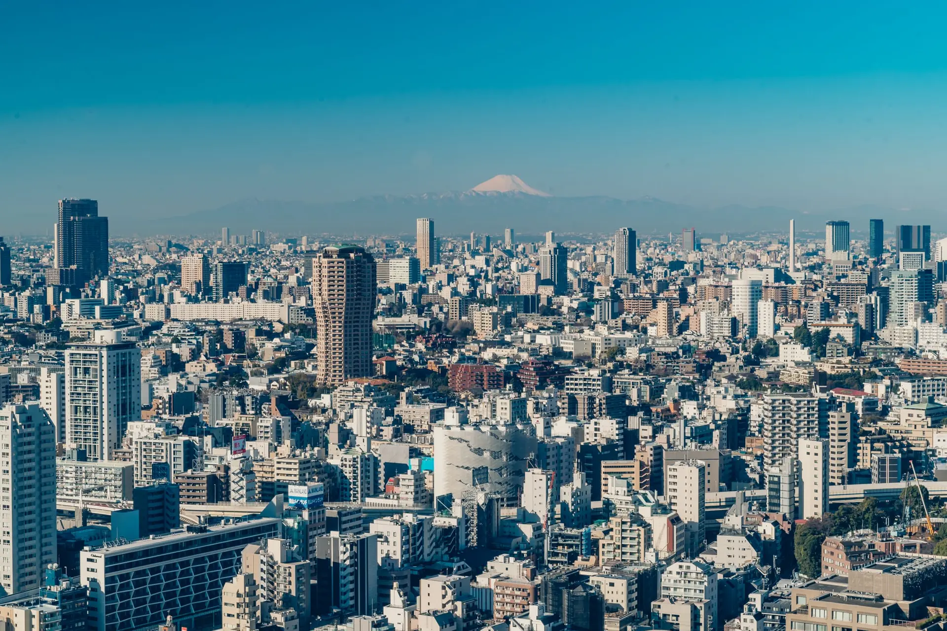 Mount Fuji and urban landscape of Azabu area
