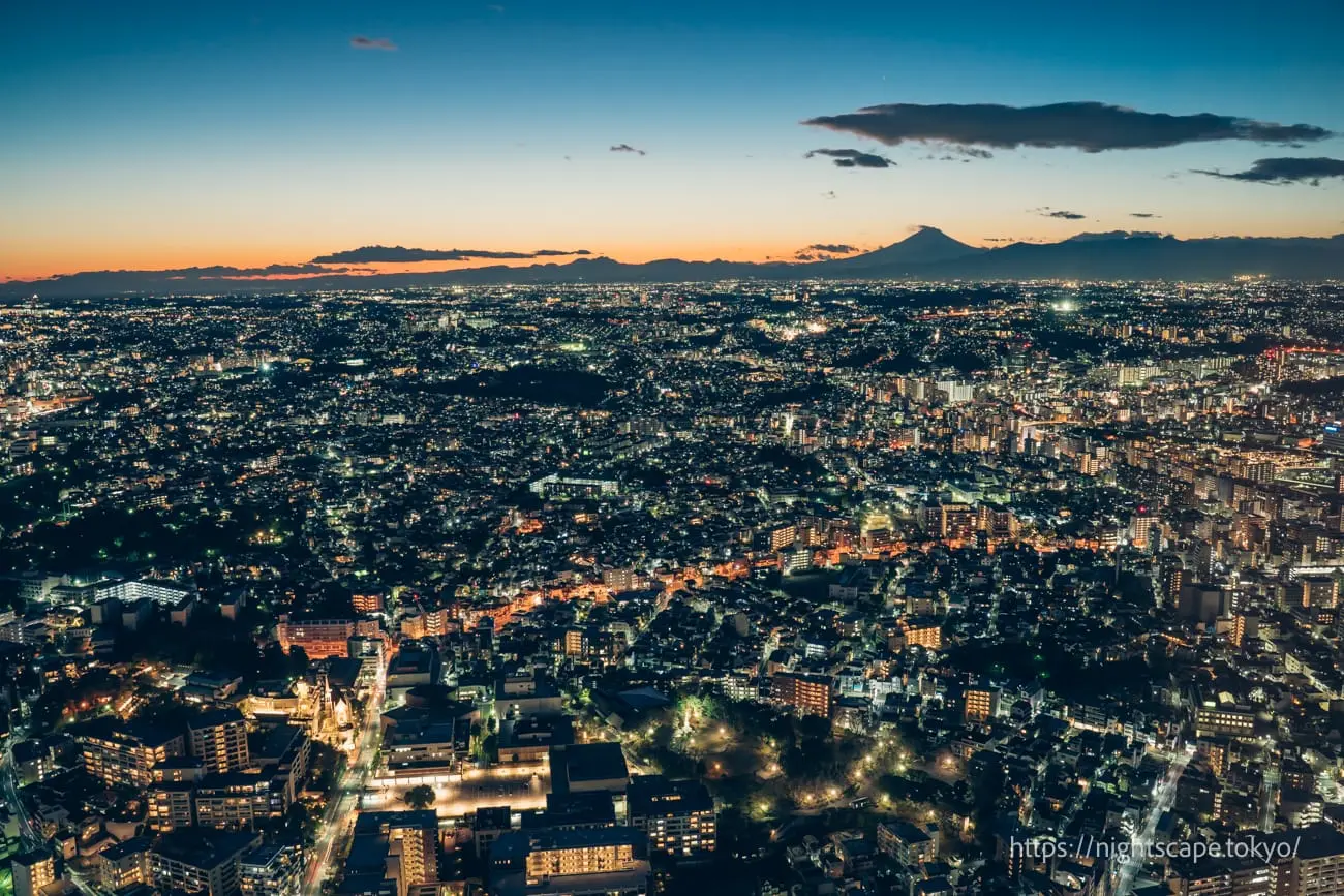 Night view of Mt. Fuji and Yokohama area