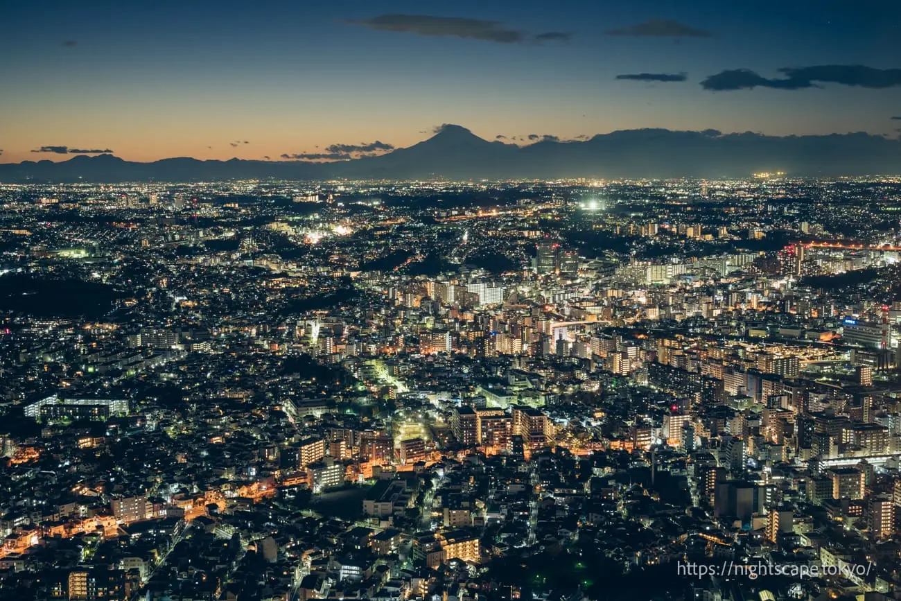 Night view of Mt. Fuji and Yokohama area