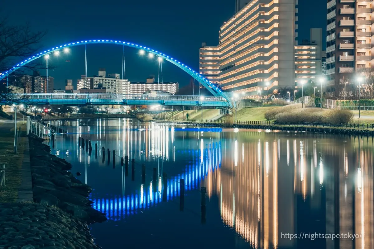 Fureai Bridge reflection
