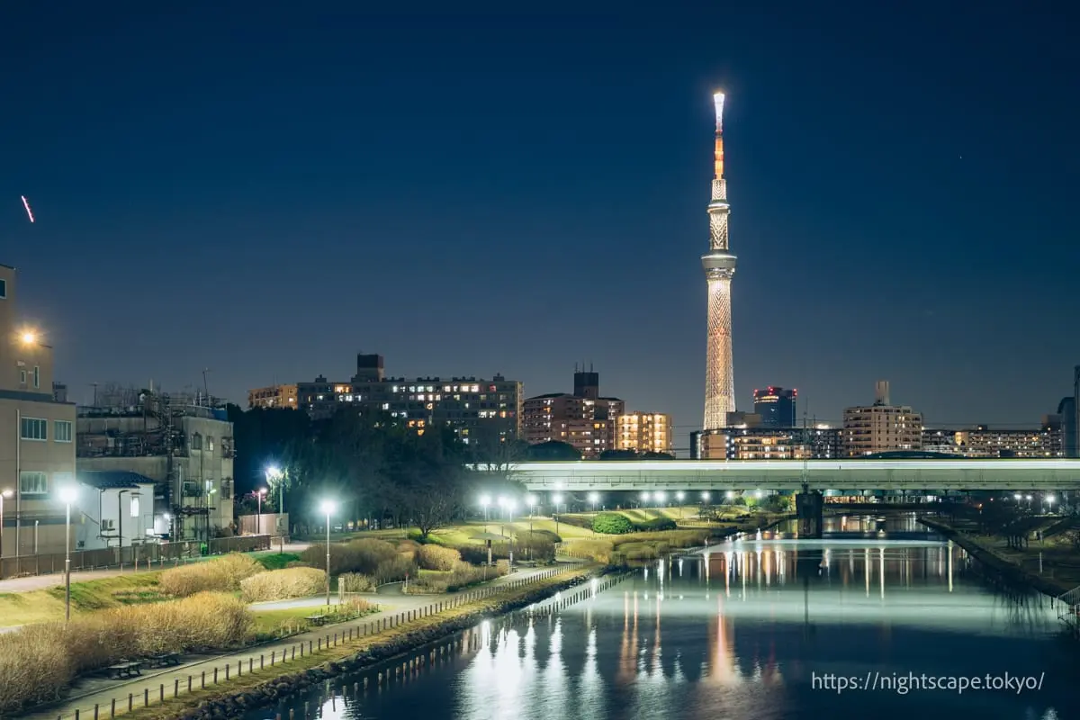 View of Tokyo Skytree from Fureai Bridge