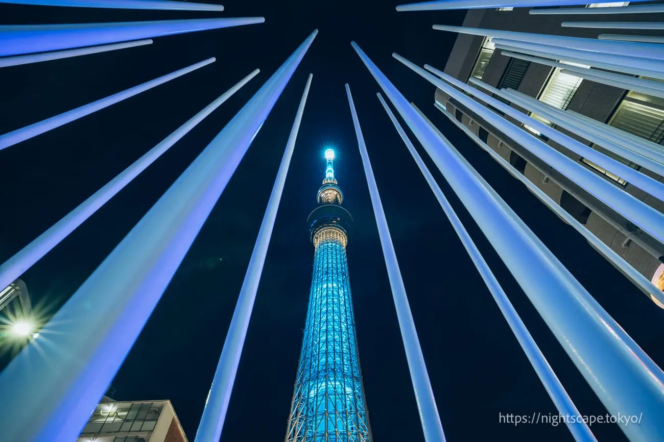 Art installation and Tokyo Skytree at Koume Children's Park