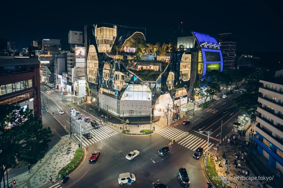 Night view of Tokyu Plaza Omotesando Omokado Omohara Forest