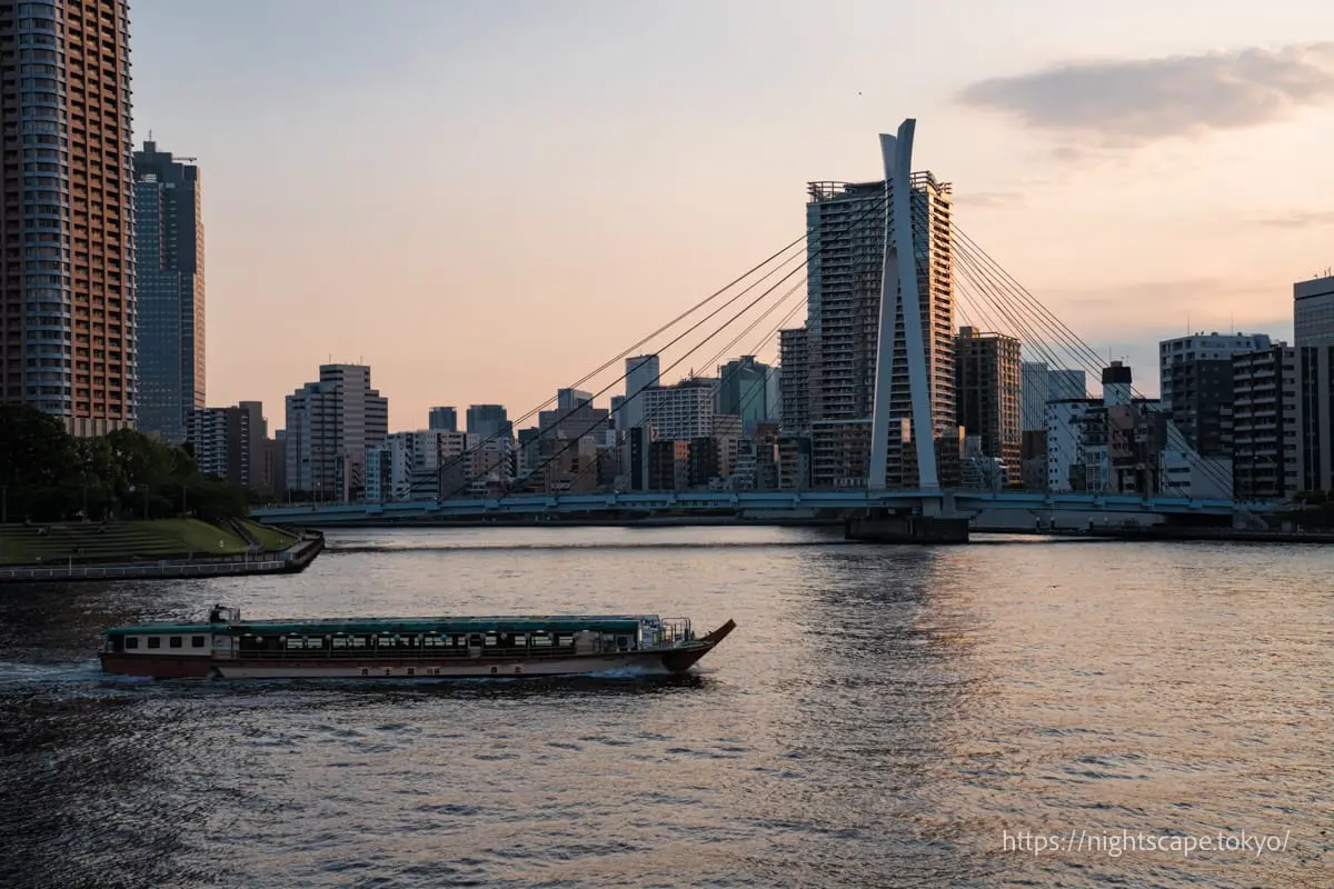 Chuo Ohashi Bridge at sunset
