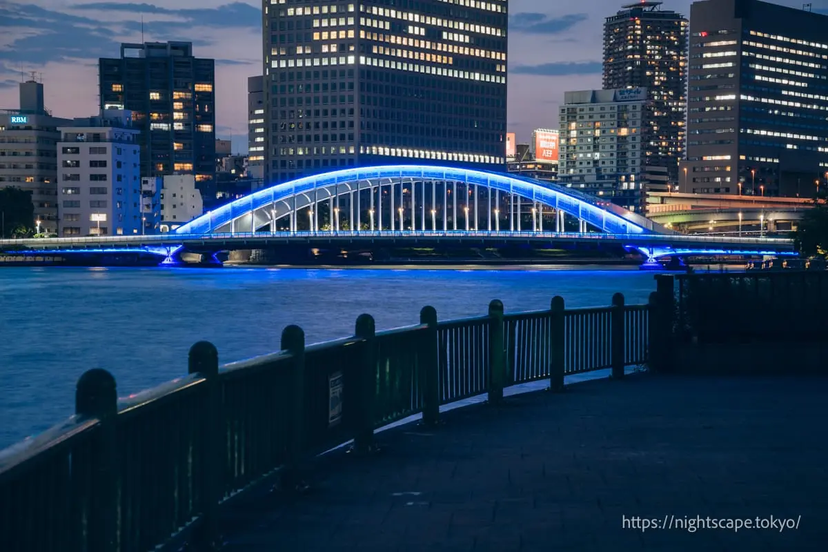 Eitai Bridge glowing blue