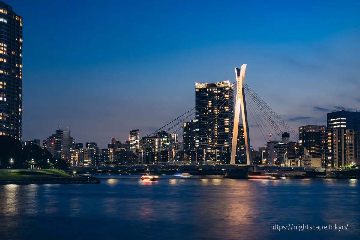 Illuminated Chuo Ohashi Bridge