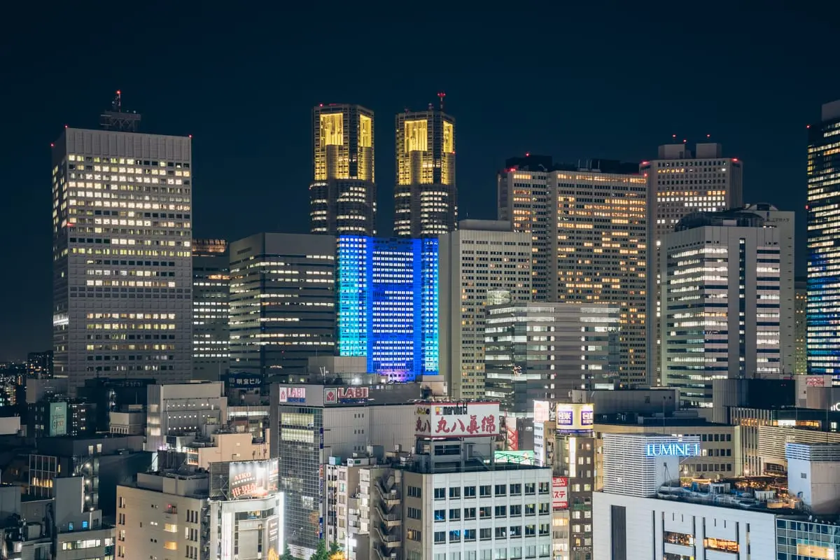 Night view from Shinjuku Takashimaya Times Square Rooftop Garden White Garden