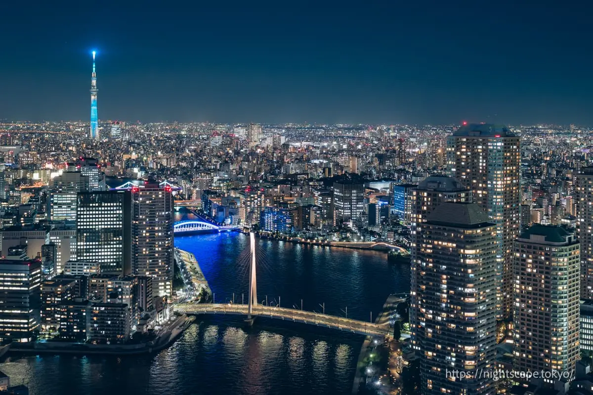 东京晴空塔和隅田川上的桥梁