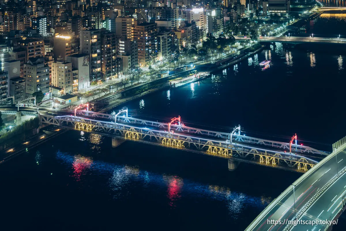 Illuminated bridge over Sumida River