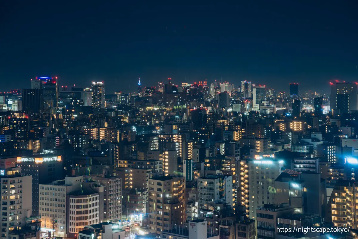 Night view of Shinjuku area buildings